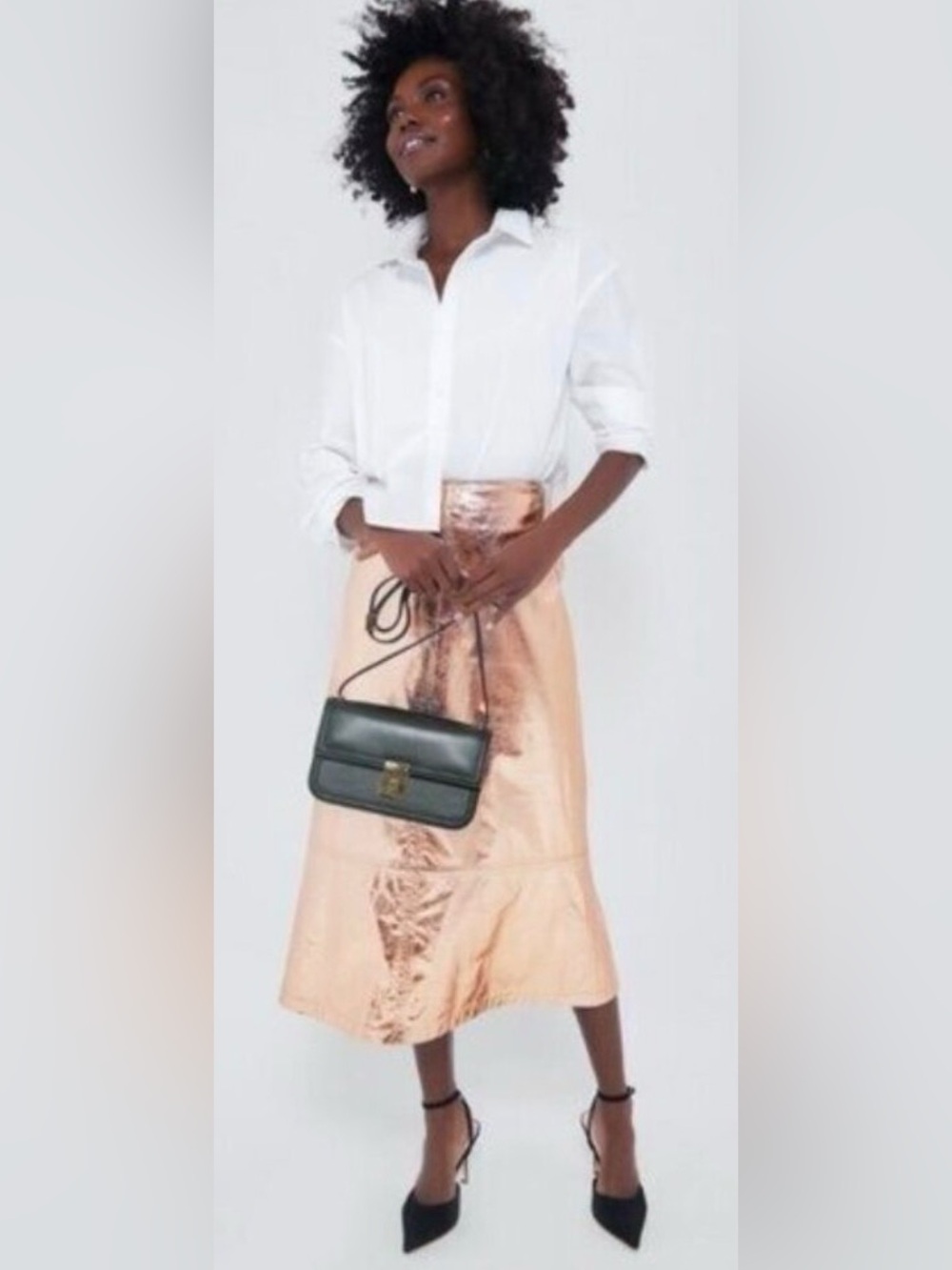 Tuckernuck x India Hicks NEW Gold Metallic London A Line Midi Skirt Size 0